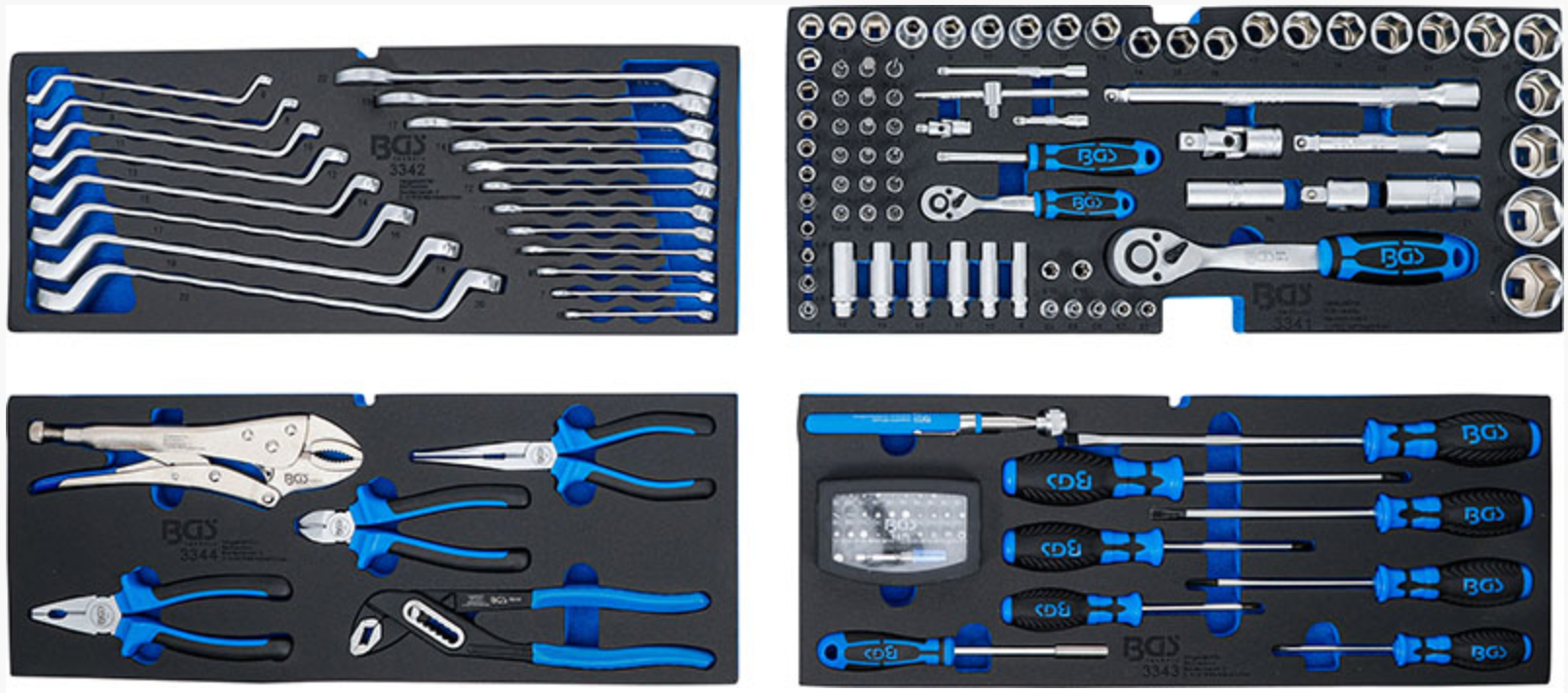Moduli completi dei 143 utensili della cassettiera BGS 3318
